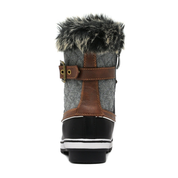 Mid Calf Faux Fur-Lined Winter Boots - BLACK GREY - 4